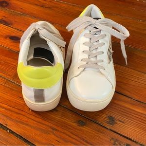 White Raven Lonestar Sneaker Cow print star and neon metallic back size 7